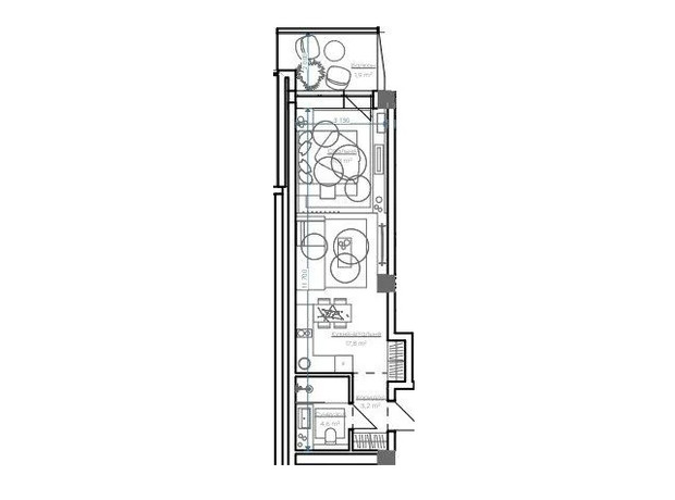 Апарт-комплекс Glacier: планування 1-кімнатної квартири 39.5 м²