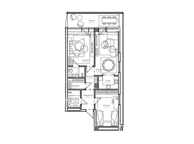 Апарт-комплекс Glacier: планировка 2-комнатной квартиры 85 м²