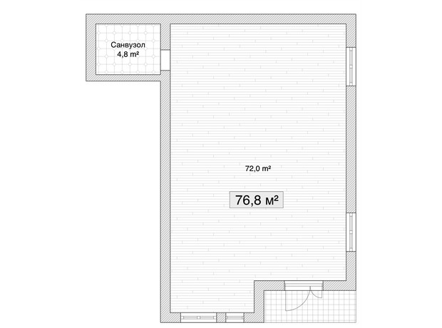 ЖК Княжий: планування приміщення 76.8 м²