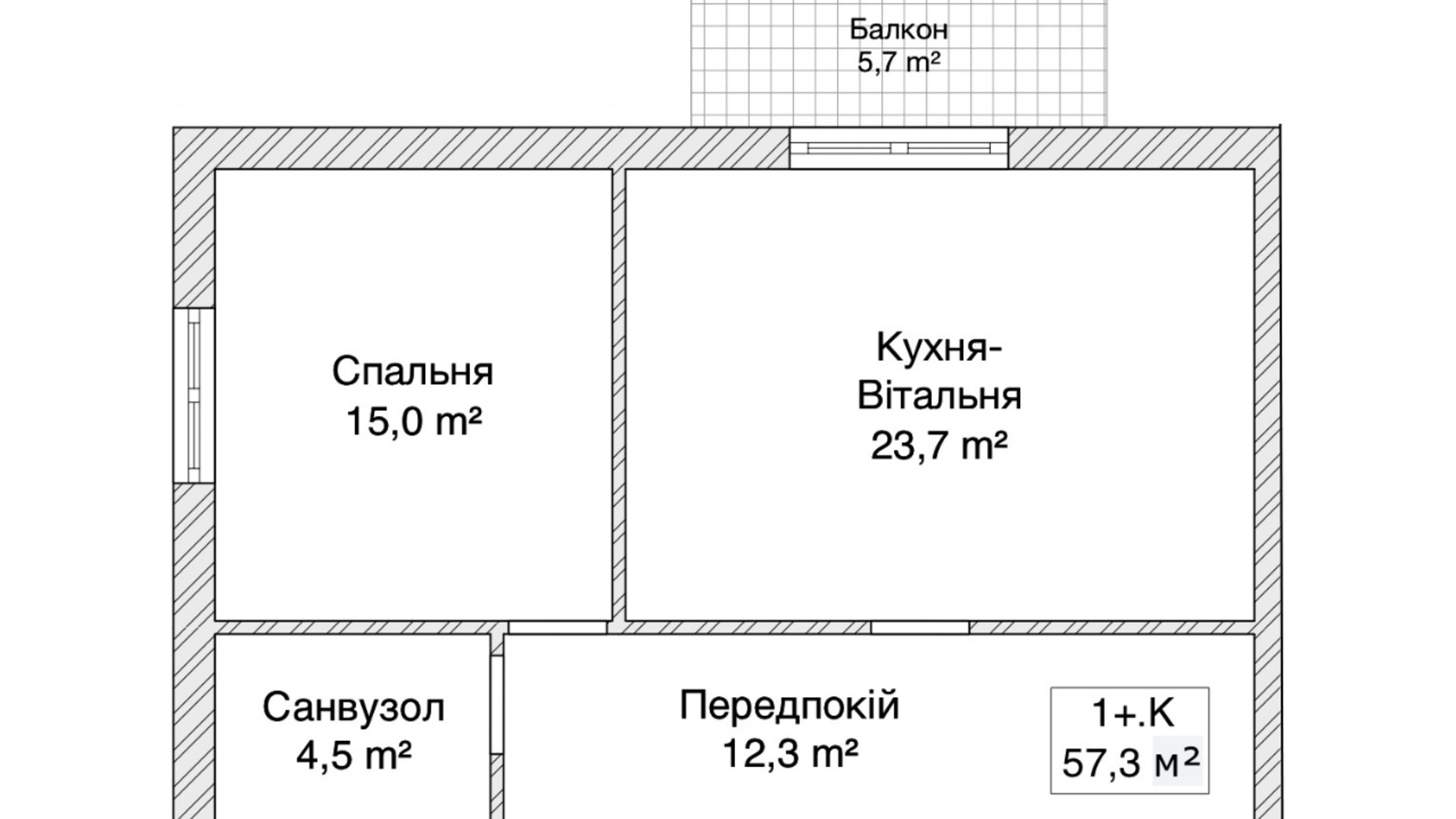 Планування 1-кімнатної квартири в ЖК пров. 1-й Константиновича, 13 57.3 м², фото 670444