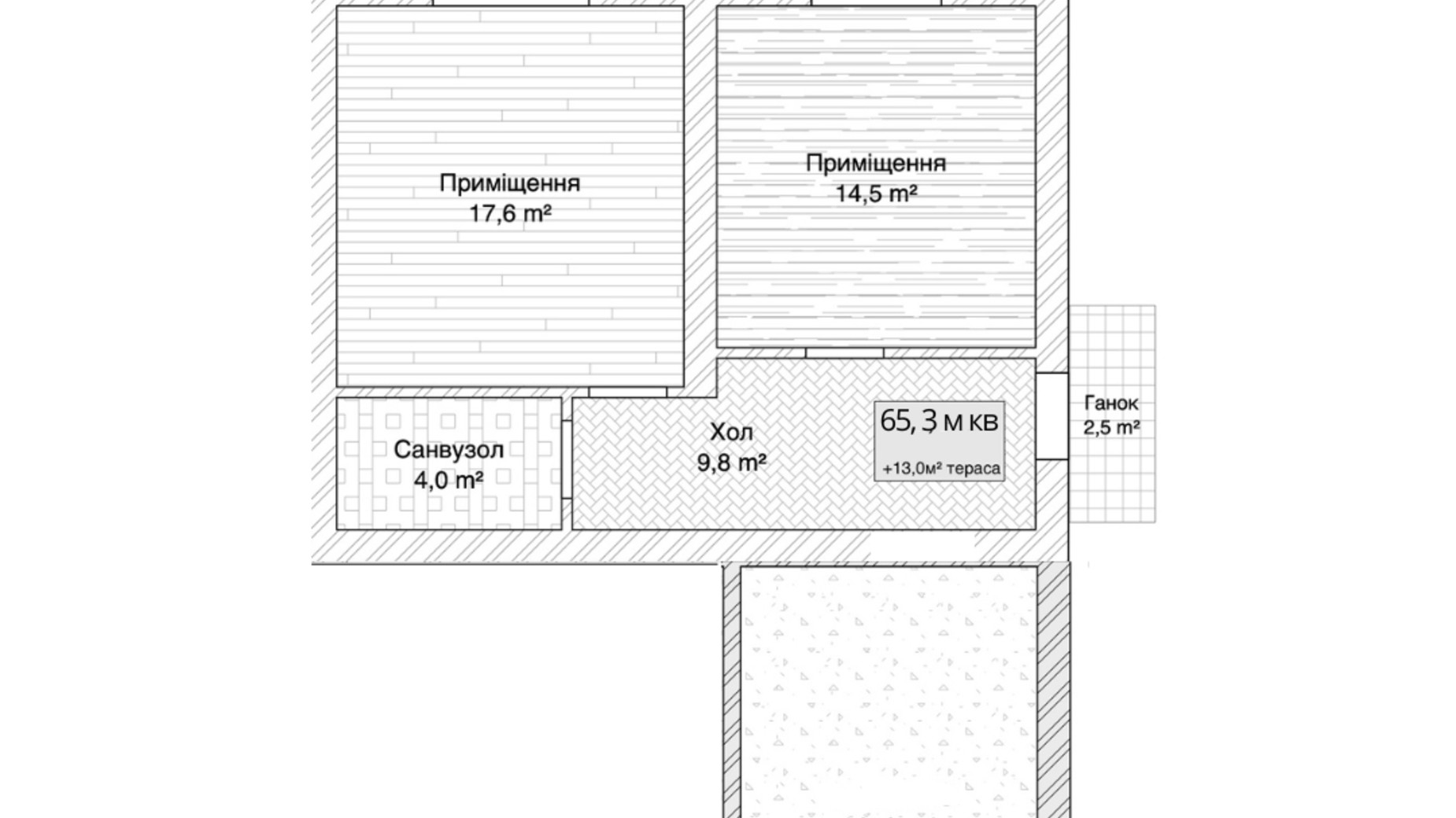 Планировка помещения в ЖК ул. Шевченка/переулок Сквозной, 31 65.3 м², фото 670469