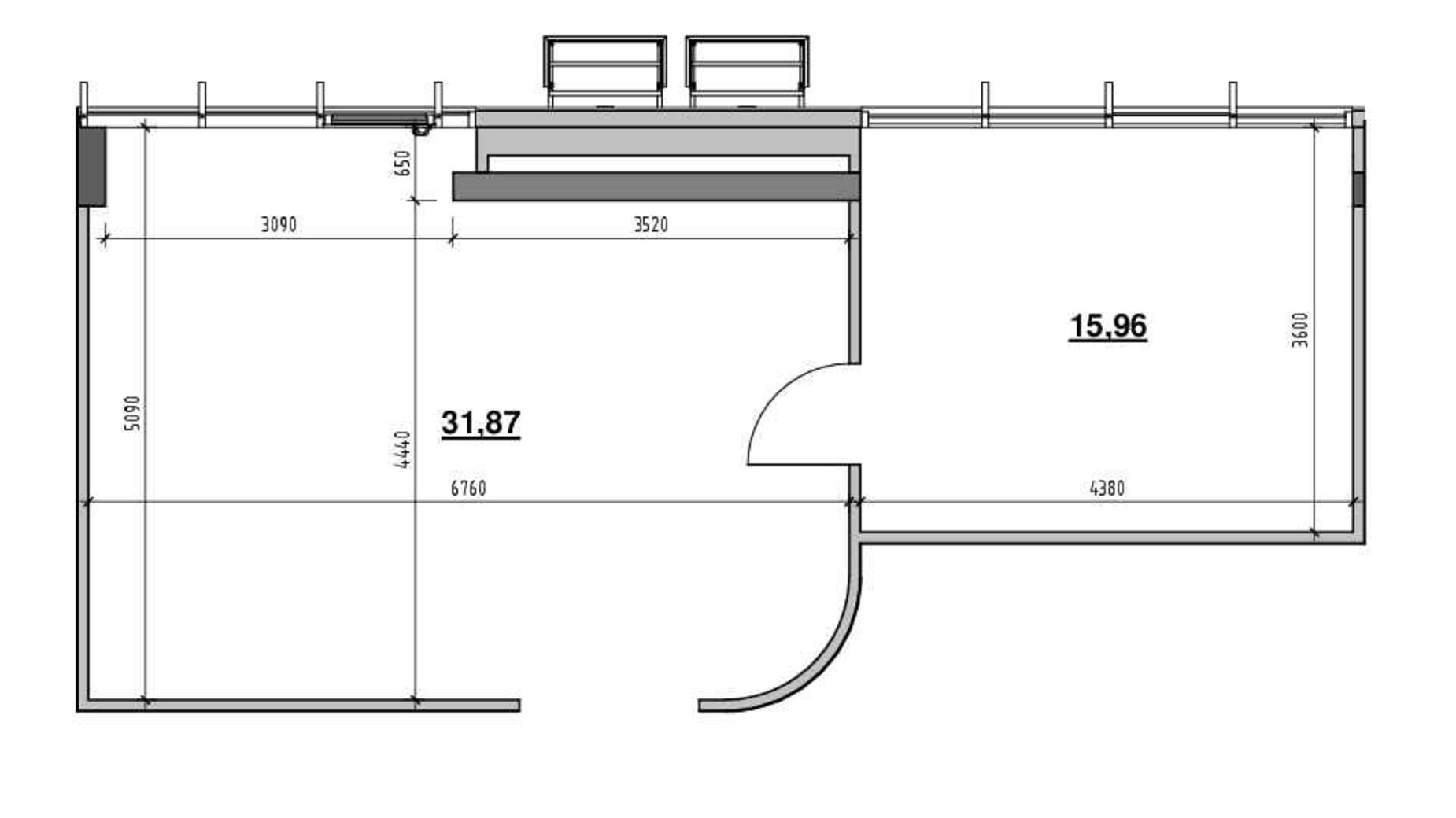 Планування приміщення в ЖК Шенген 47.83 м², фото 670531