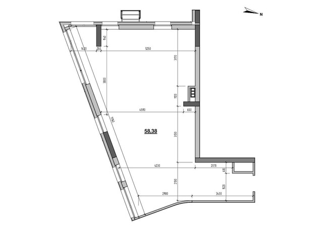 ЖК Шенген: планування приміщення 58.38 м²