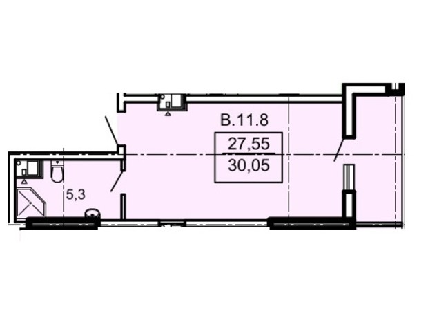 ЖК Акрополь: планировка 1-комнатной квартиры 30.05 м²