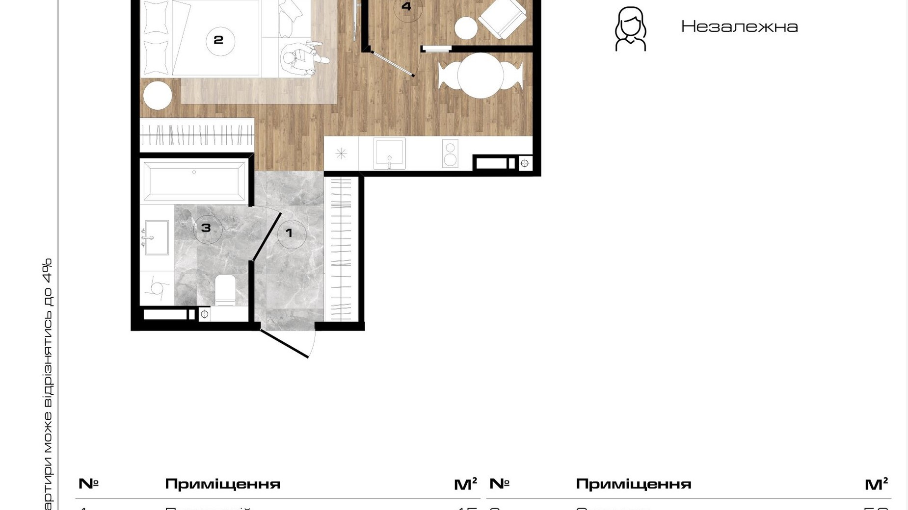 Планування квартири студії в ЖК Park Royal 33.1 м², фото 671545