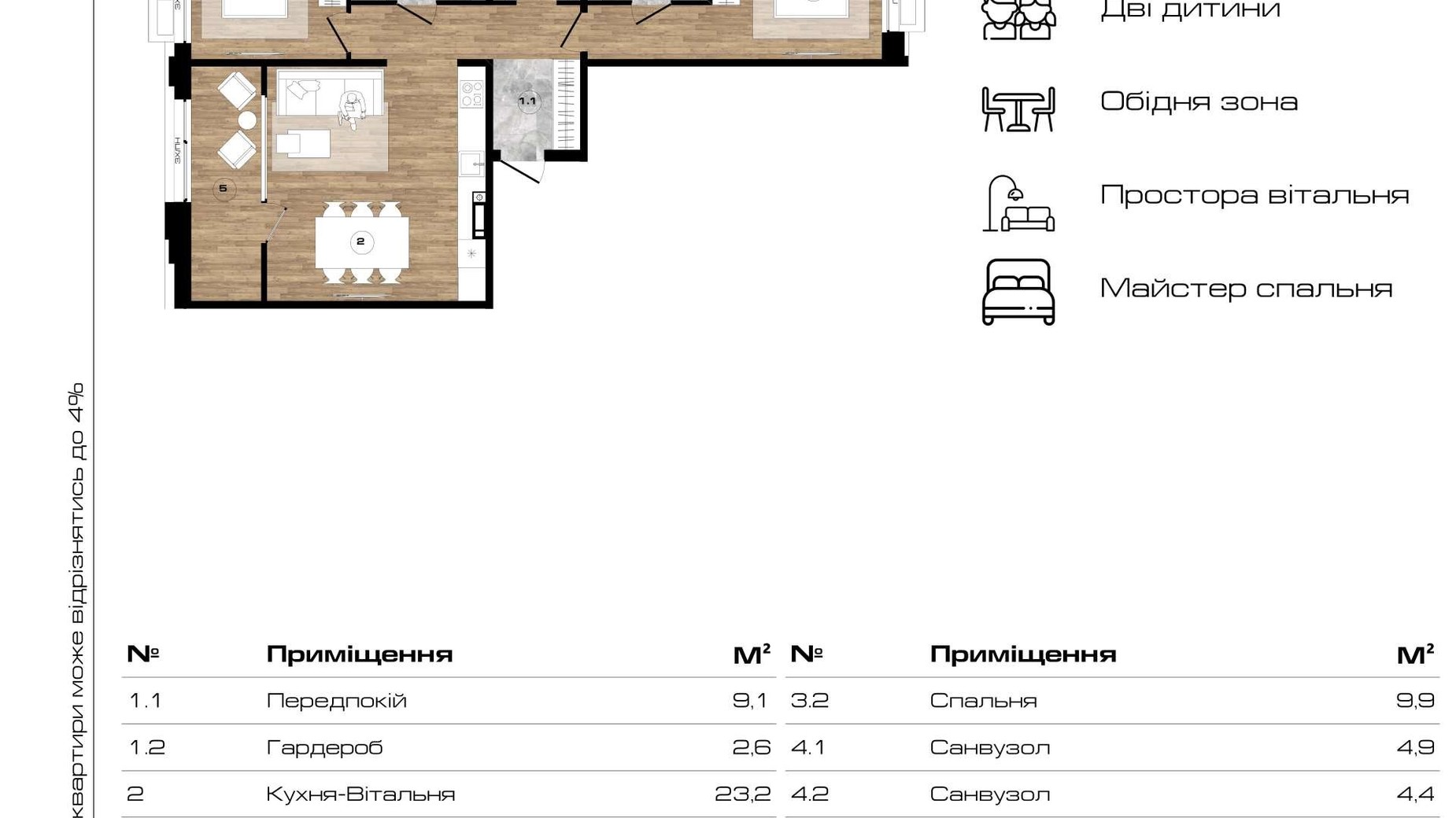 Планировка 2-комнатной квартиры в ЖК Park Royal 75.6 м², фото 671554