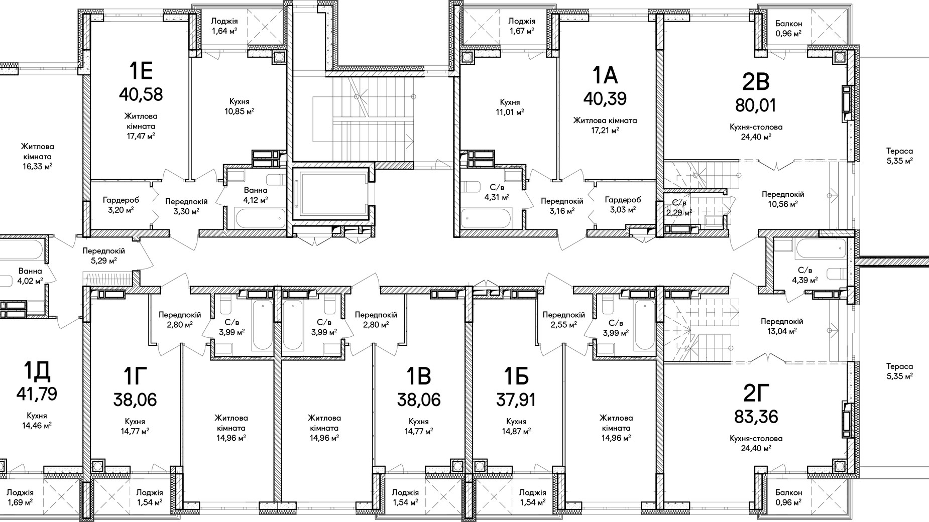 Планування 1-кімнатної квартири в ЖК Синергія Сіті 40 м², фото 671609