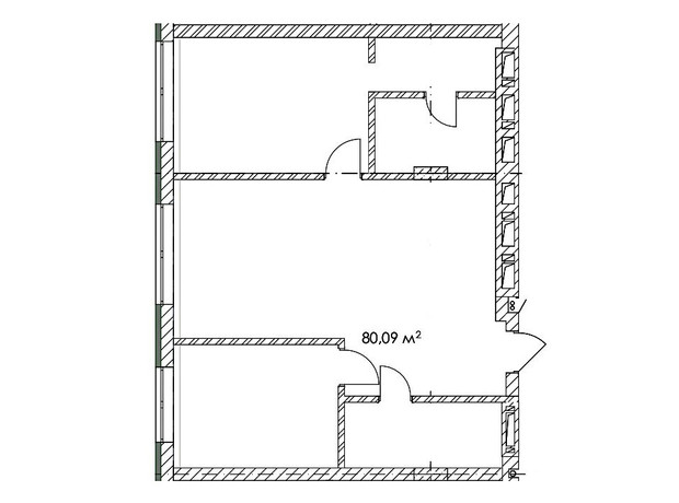 ЖК Prestige Residence: планировка 3-комнатной квартиры 80.09 м²