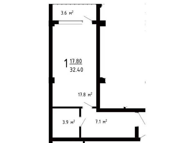 ЖК Престижный Дом: планировка 1-комнатной квартиры 28.7 м²