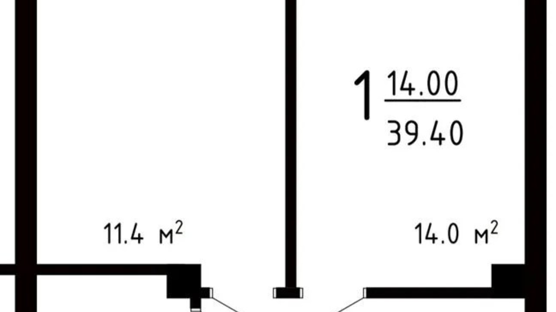 Планування 1-кімнатної квартири в ЖК Престижний Дім 39.4 м², фото 671701