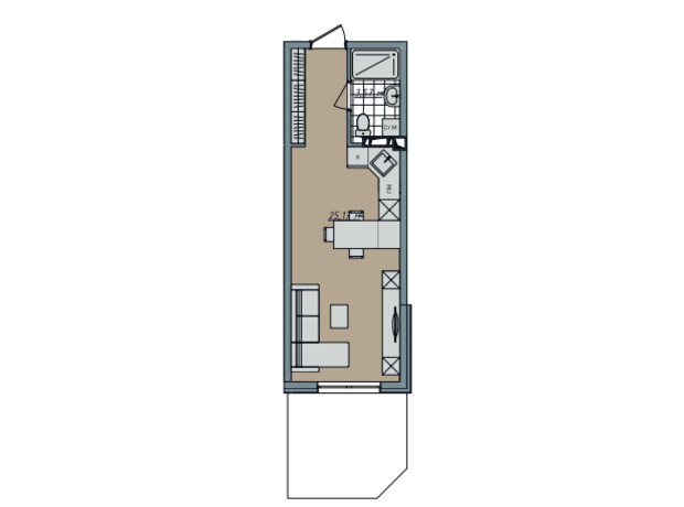 ЖК Sofi House: планування 1-кімнатної квартири 31.69 м²