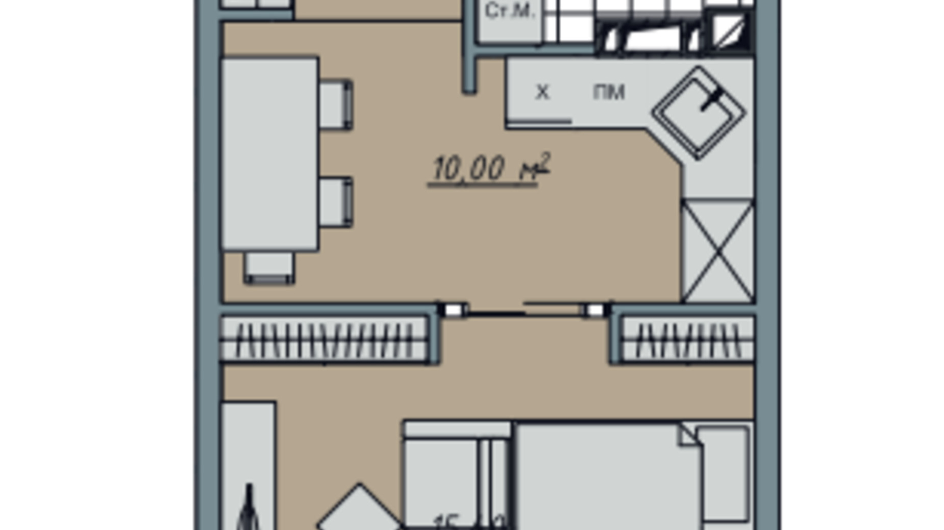 Планування 1-кімнатної квартири в ЖК Sofi House 32.91 м², фото 671738