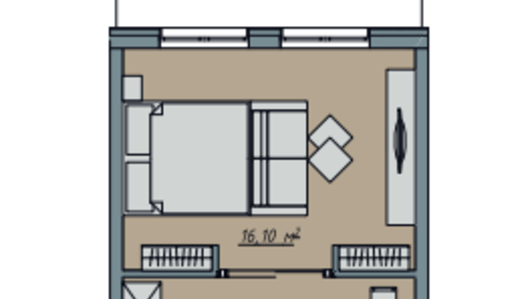 Планування 1-кімнатної квартири в ЖК Sofi House 41.63 м², фото 671744
