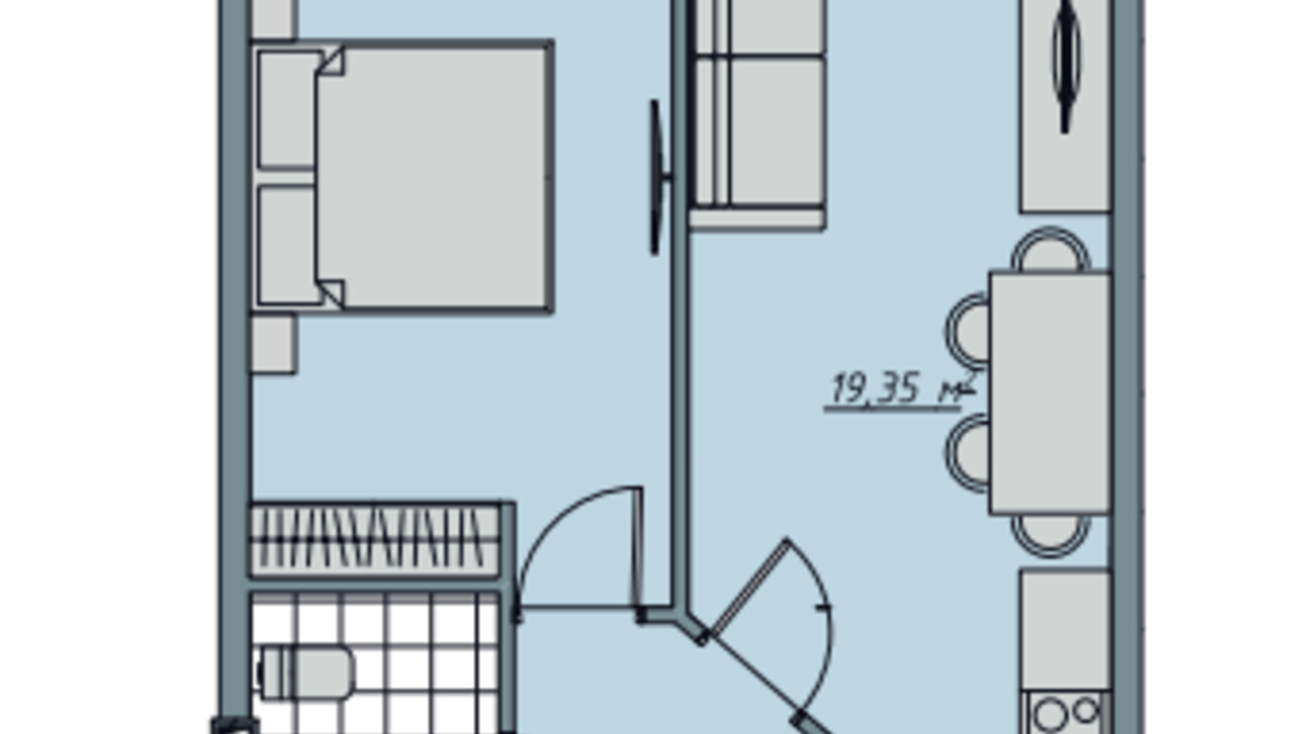 Планування 1-кімнатної квартири в ЖК Sofi House 42.25 м², фото 671745