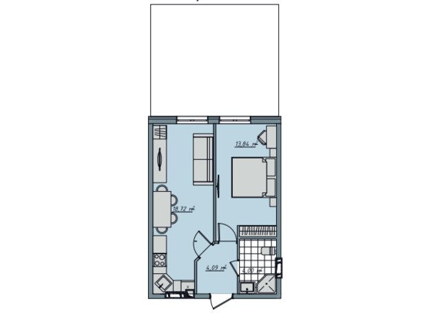 ЖК Sofi House: планування 1-кімнатної квартири 49.2 м²