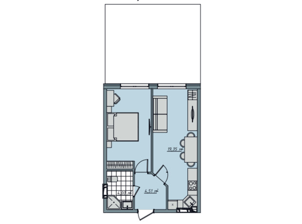 ЖК Sofi House: планування 1-кімнатної квартири 51.1 м²