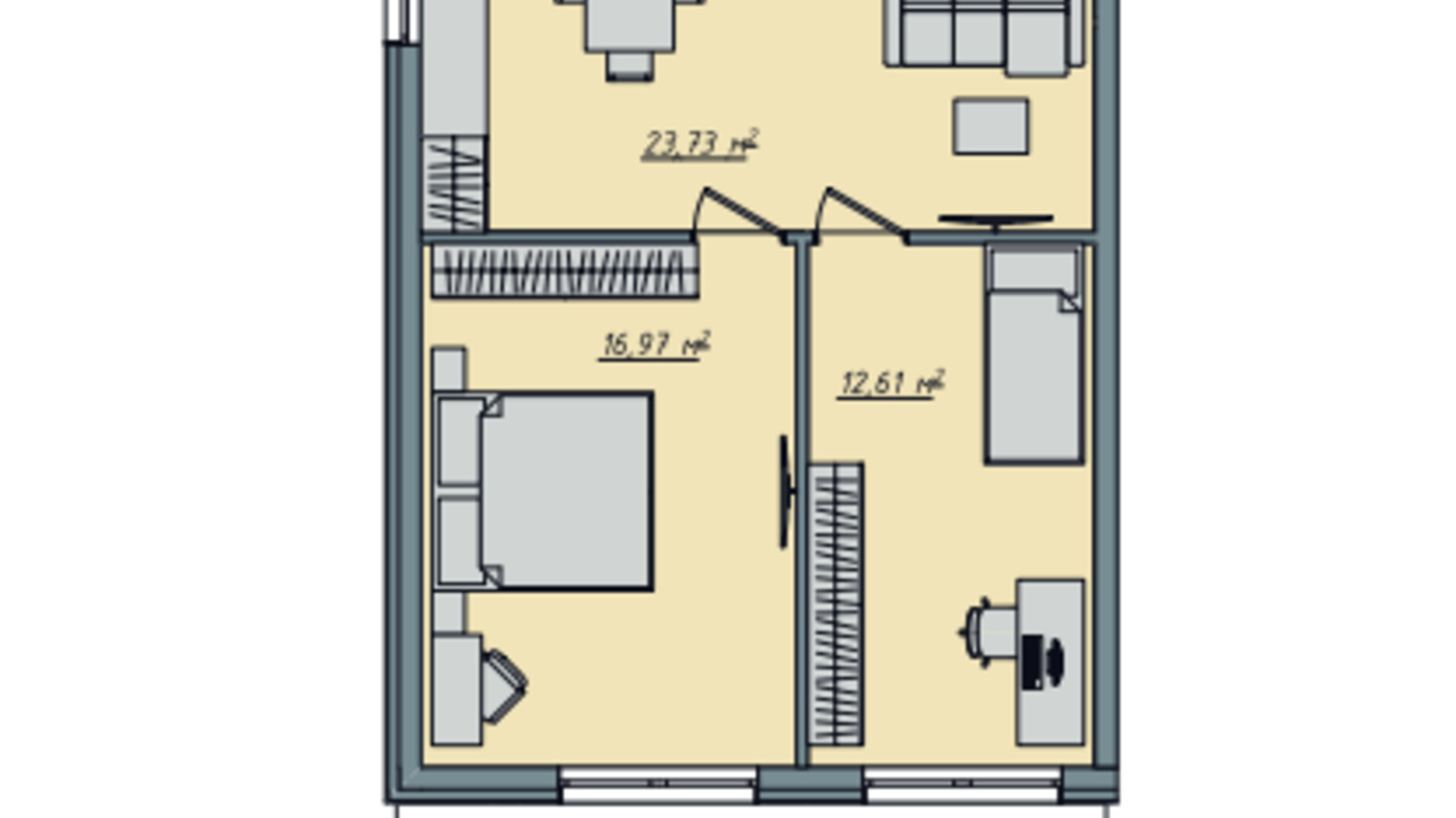 Планування 2-кімнатної квартири в ЖК Sofi House 63.05 м², фото 671752