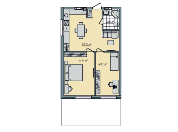 ЖК Sofi House: планування 2-кімнатної квартири 63.05 м²