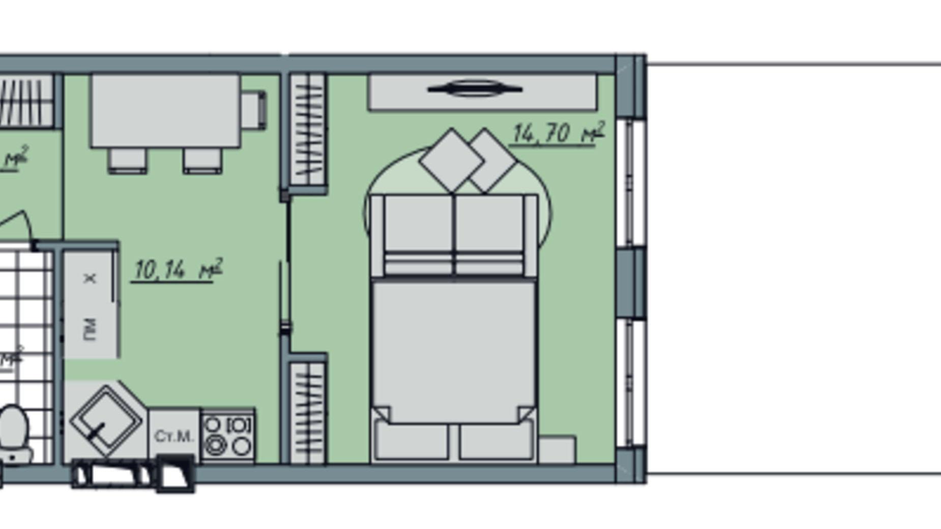 Планировка 1-комнатной квартиры в ЖК Sofi House 38.21 м², фото 671759