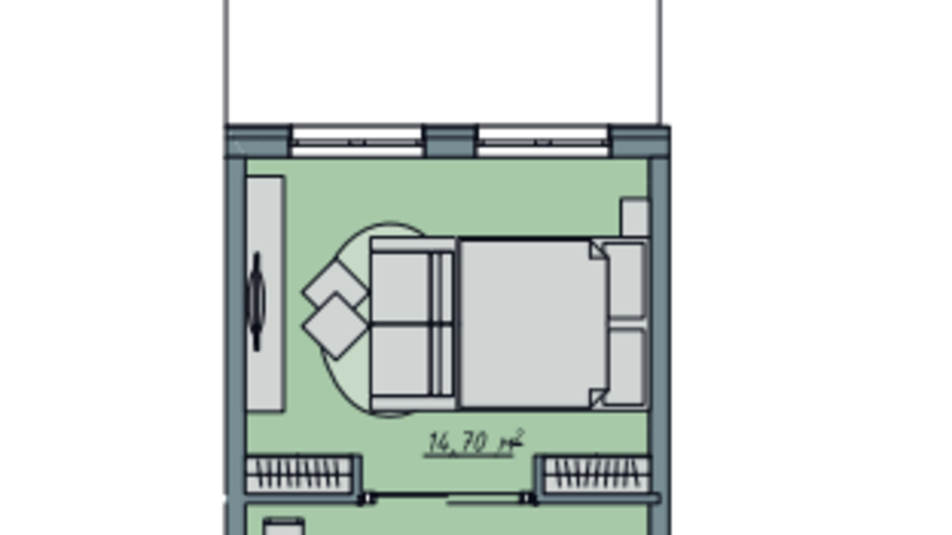 Планування 1-кімнатної квартири в ЖК Sofi House 39.26 м², фото 671761