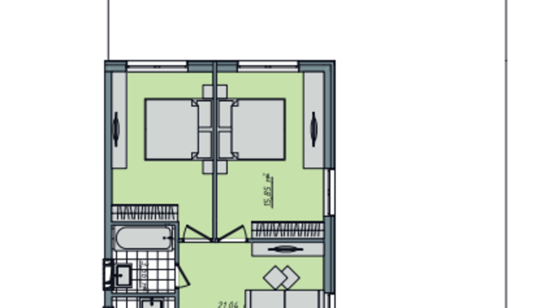 Планування 2-кімнатної квартири в ЖК Sofi House 96.37 м², фото 671767