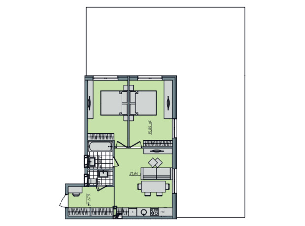 ЖК Sofi House: планування 2-кімнатної квартири 96.37 м²