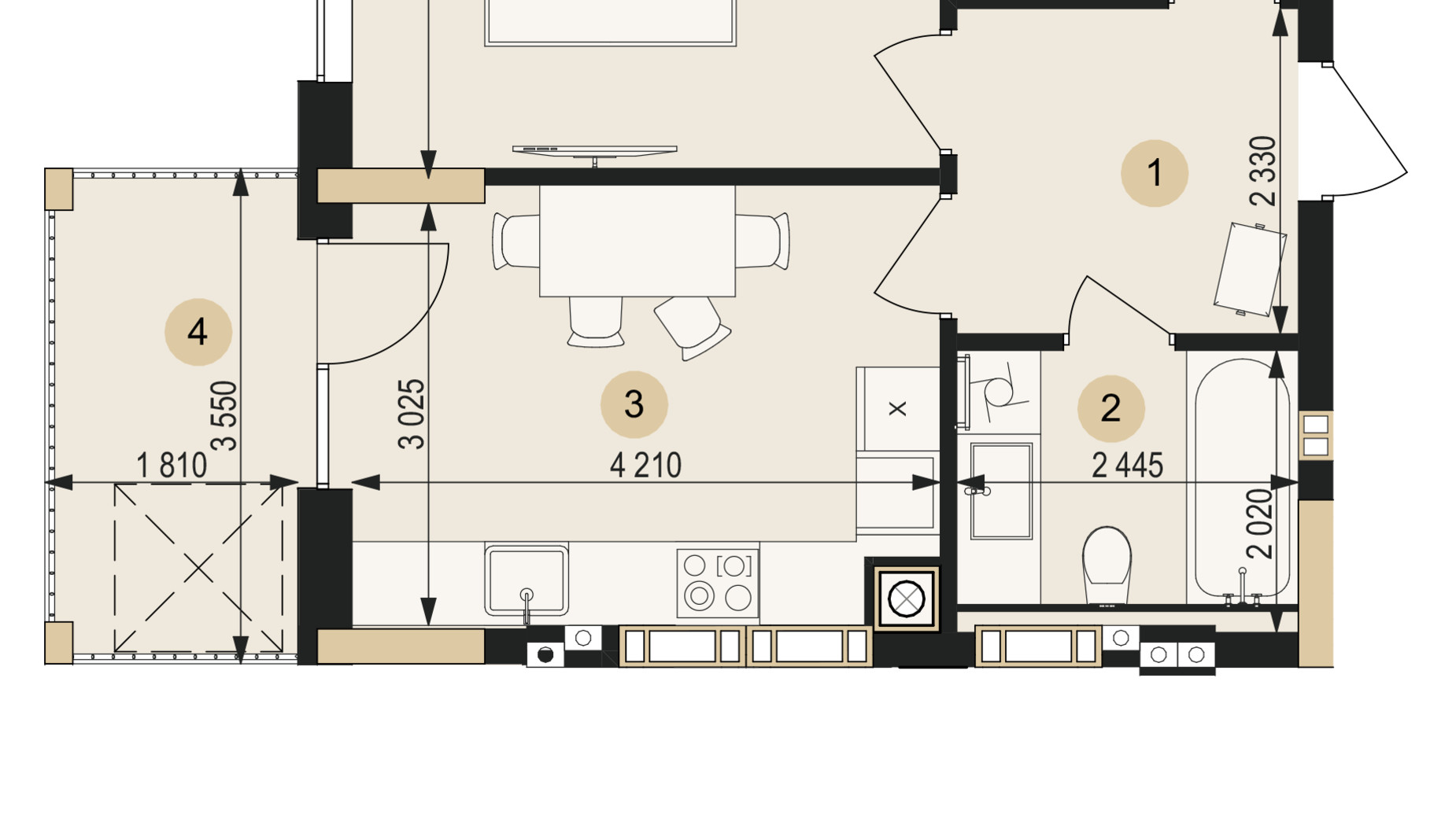 Планировка 3-комнатной квартиры в ЖК Венглинский 82.49 м², фото 672371