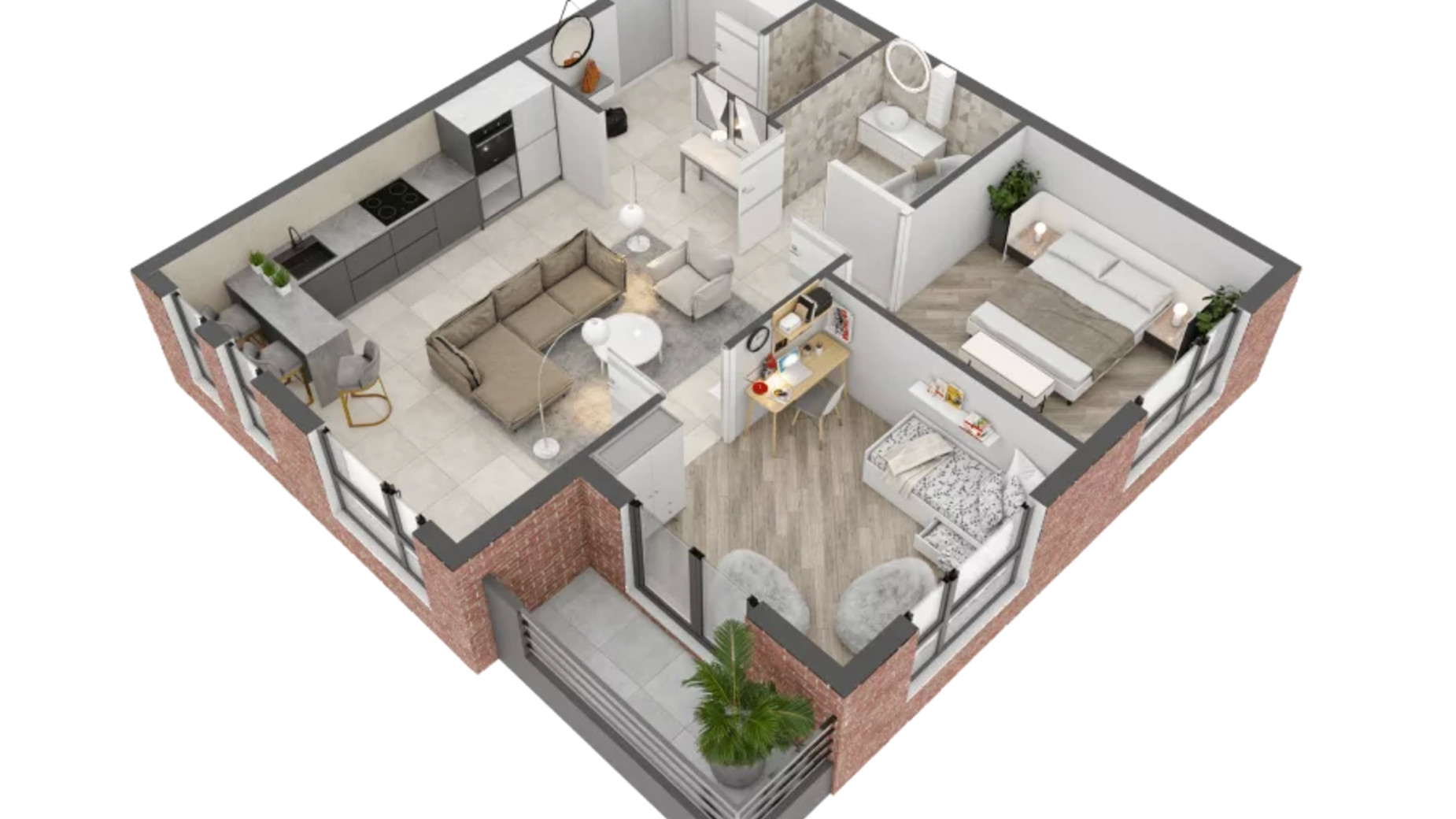 Планування 2-кімнатної квартири в ЖК West Towers 61.04 м², фото 672507