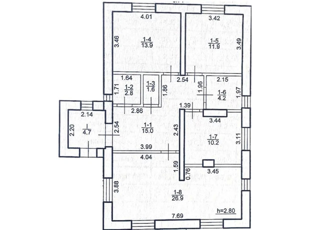 КГ Ореховая Долина: планировка 3-комнатной квартиры 92 м²