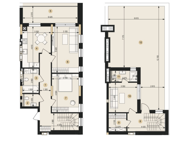 ЖК Венглинский: планировка 3-комнатной квартиры 119.83 м²