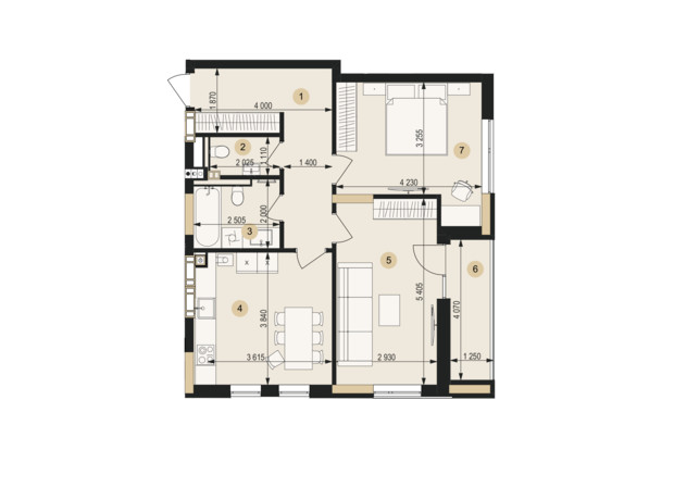 ЖК Венглинский: планировка 2-комнатной квартиры 67.75 м²