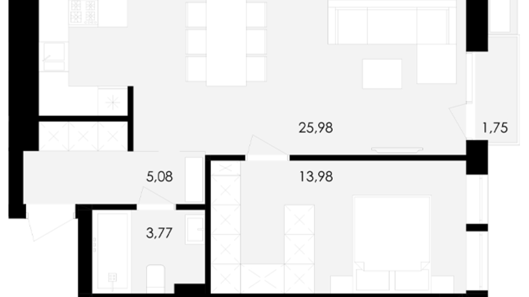 Планировка 1-комнатной квартиры в ЖК Avalon Yard 49 м², фото 673257