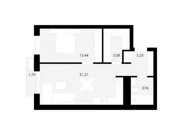 ЖК Avalon Yard: планировка 1-комнатной квартиры 49 м²