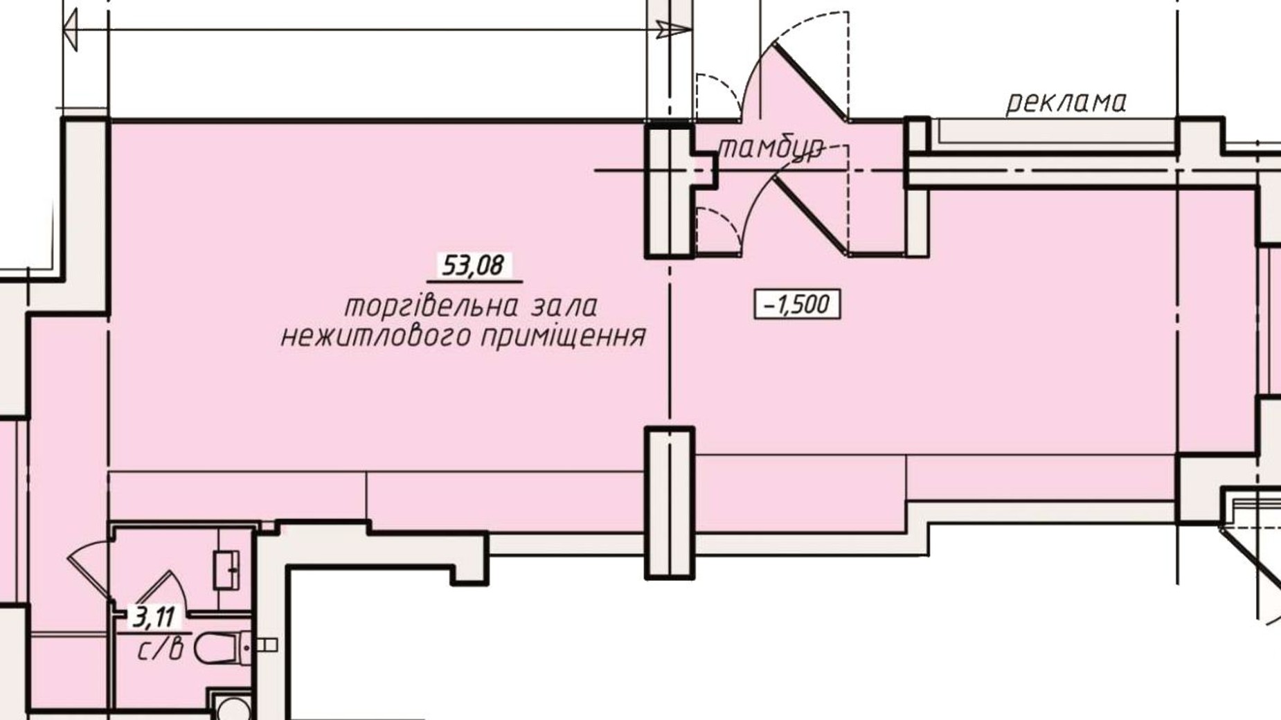 Планировка помещения в ЖК Западный 55.05 м², фото 673338