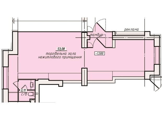 ЖК Західний: планування приміщення 55.05 м²
