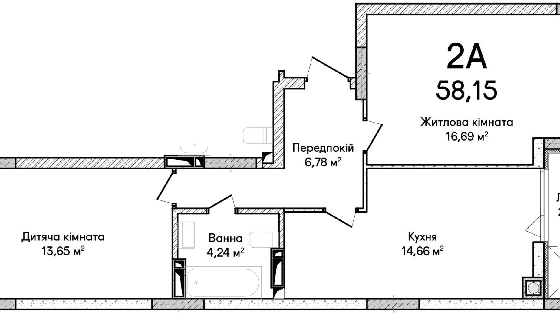 Планування багато­рівневої квартири в ЖК Синергія Сіті 57 м², фото 673418