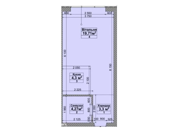 ЖК Sanville Park: планировка 1-комнатной квартиры 31.58 м²