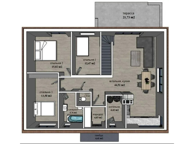 КГ Smade Park: планировка 3-комнатной квартиры 181.59 м²