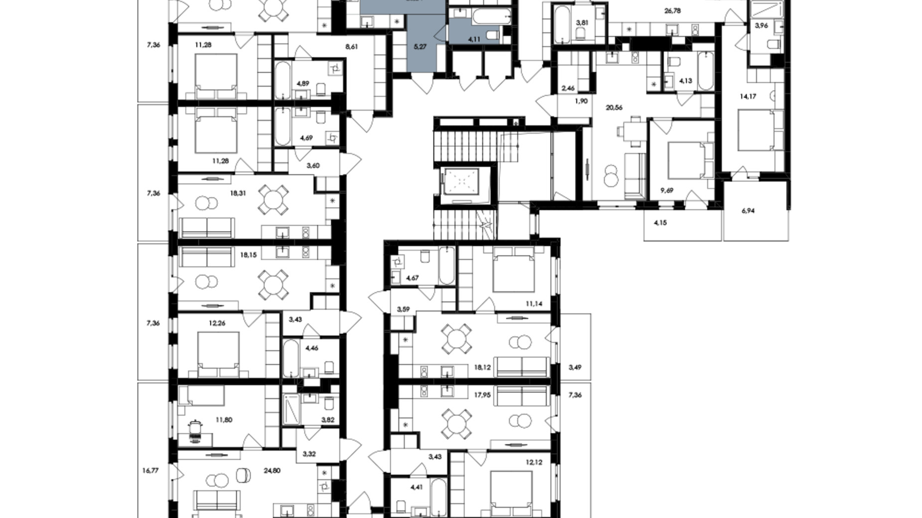 Планировка 2-комнатной квартиры в ЖК Avalon Holiday One 76 м², фото 674691