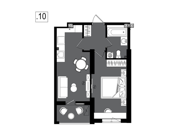 ЖК Посейдон: планування 1-кімнатної квартири 40.77 м²