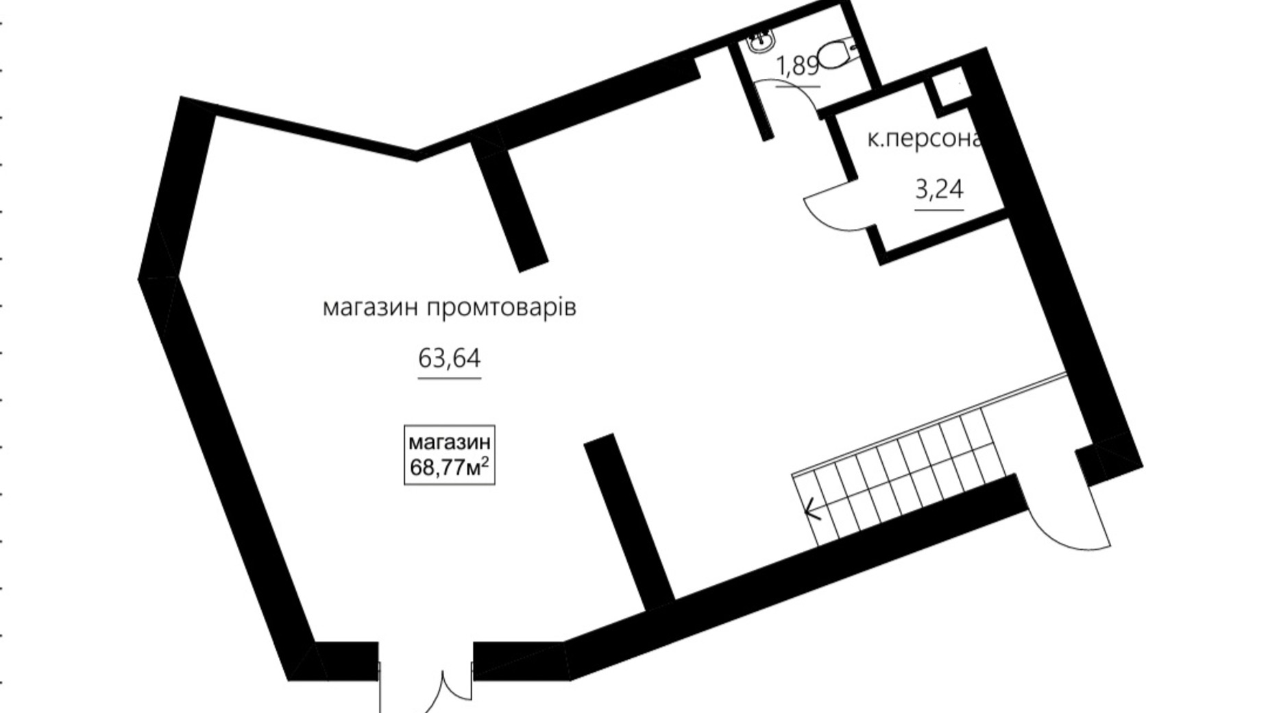 Планировка торгового помещения в ЖК Сливен-21 68.77 м², фото 674830