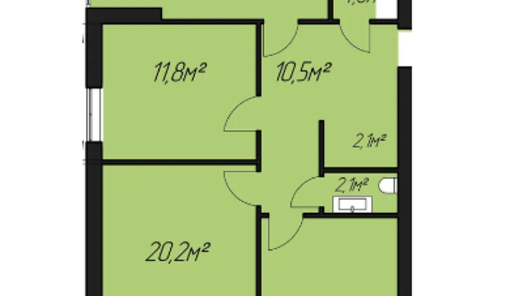 Планировка 3-комнатной квартиры в ЖК Паркове містечко 79.8 м², фото 674921