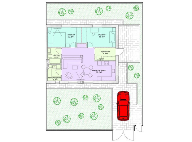 КП Светлый Совиньон: планировка 2-комнатной квартиры 74 м²