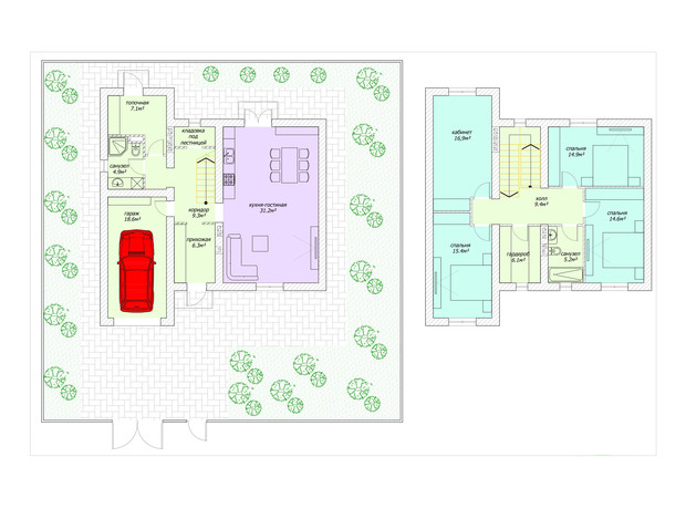 КП Светлый Совиньон: планировка 2-комнатной квартиры 167 м²