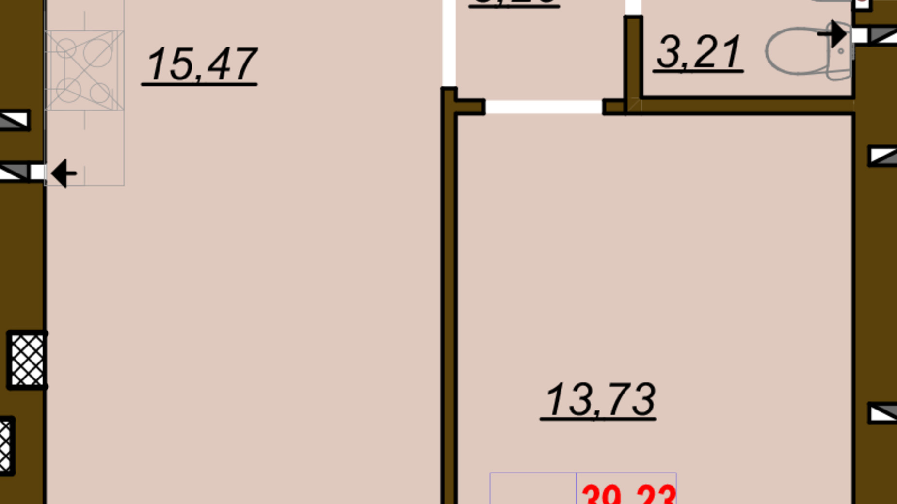 Планировка 1-комнатной квартиры в ЖК Молодость 39.23 м², фото 675253