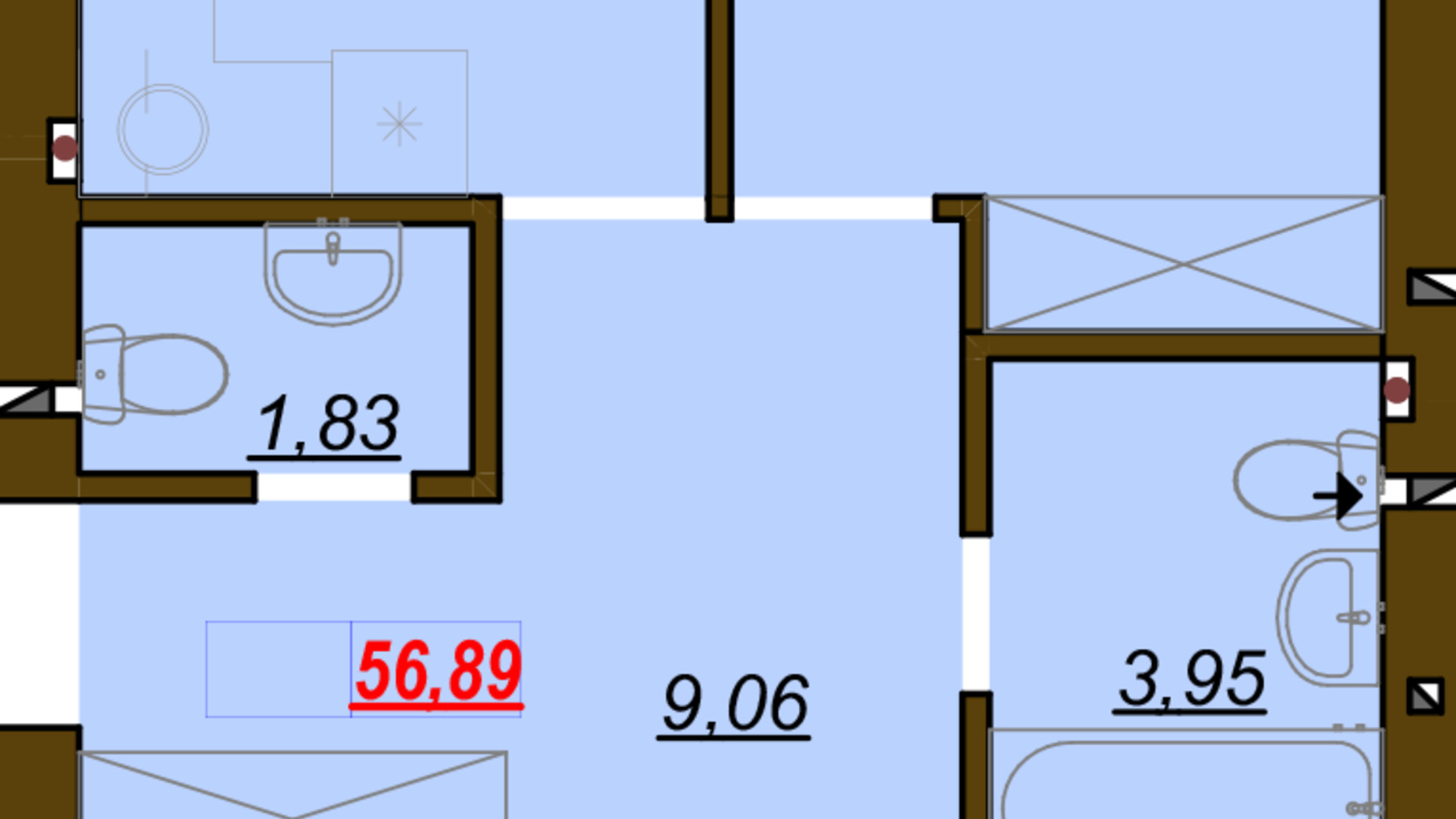 Планування 2-кімнатної квартири в ЖК Молодість 56.89 м², фото 675265