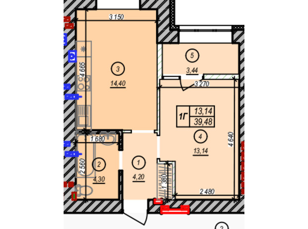 ЖК Молодість: планування 1-кімнатної квартири 25.54 м²