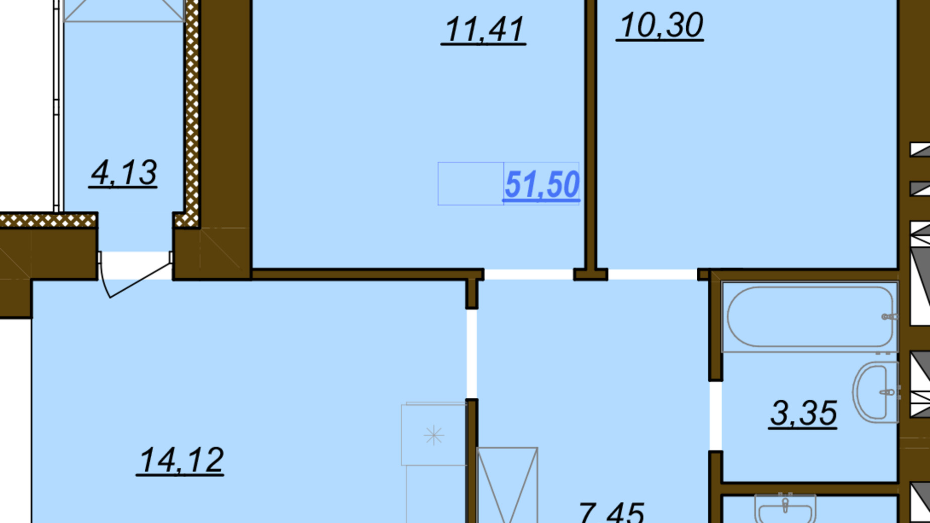 Планировка 2-комнатной квартиры в ЖК Молодость 51.5 м², фото 675320