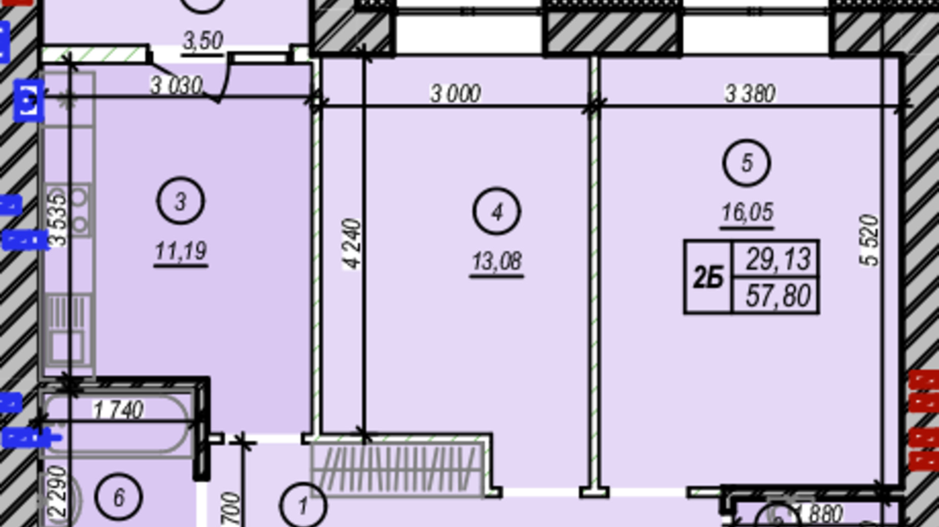 Планировка 2-комнатной квартиры в ЖК Молодость 57.8 м², фото 675324