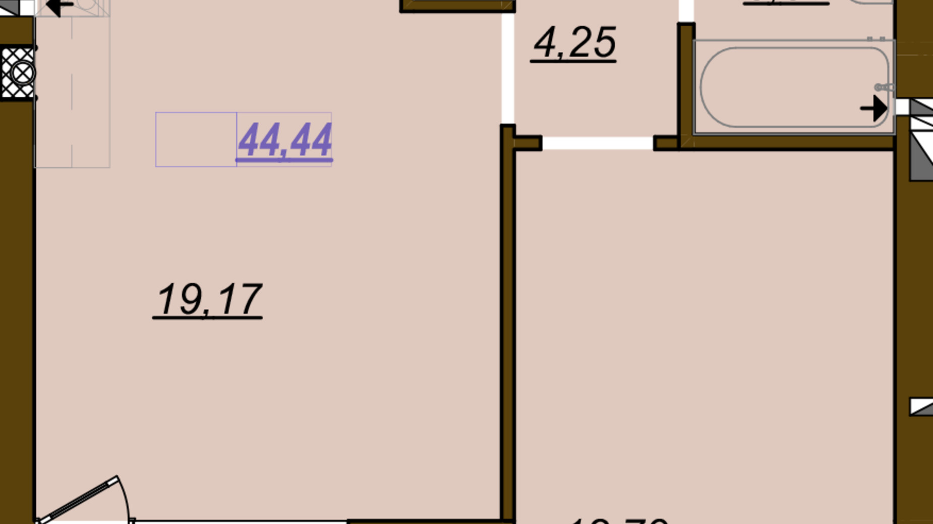Планировка 1-комнатной квартиры в ЖК Молодость 44.44 м², фото 675333